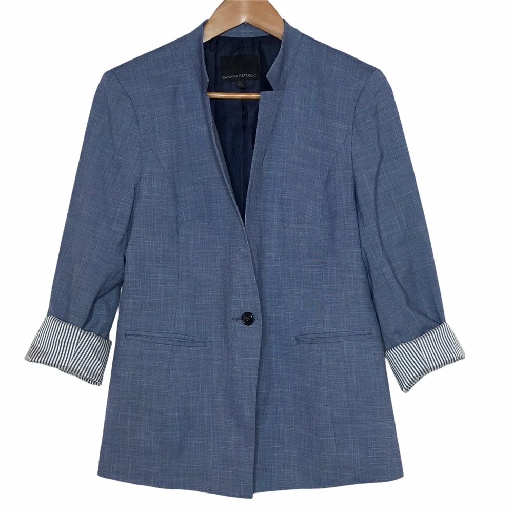 Banana Republic Single Breasted Blazer Blue 8 Tall